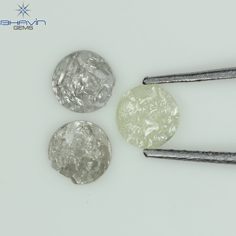 1.05 CT、ノーカット ポルキ シェイプ、天然ダイヤモンド、ブルー カラー、I3 クラリティ (5.42 MM)