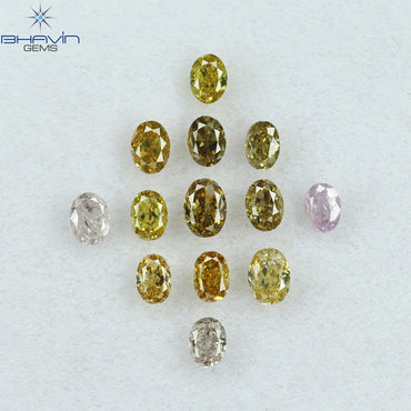 1.09 CT/13 Pcs Oval Shape Natural Diamond Mix Color SI Clarity (3.50 MM)