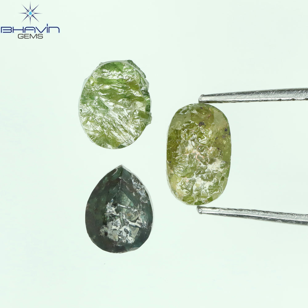 2.40 CT/3 Pcs Mix Rough Shape Mix Color Natural Loose Diamond I3 Clarity (6.85 MM)
