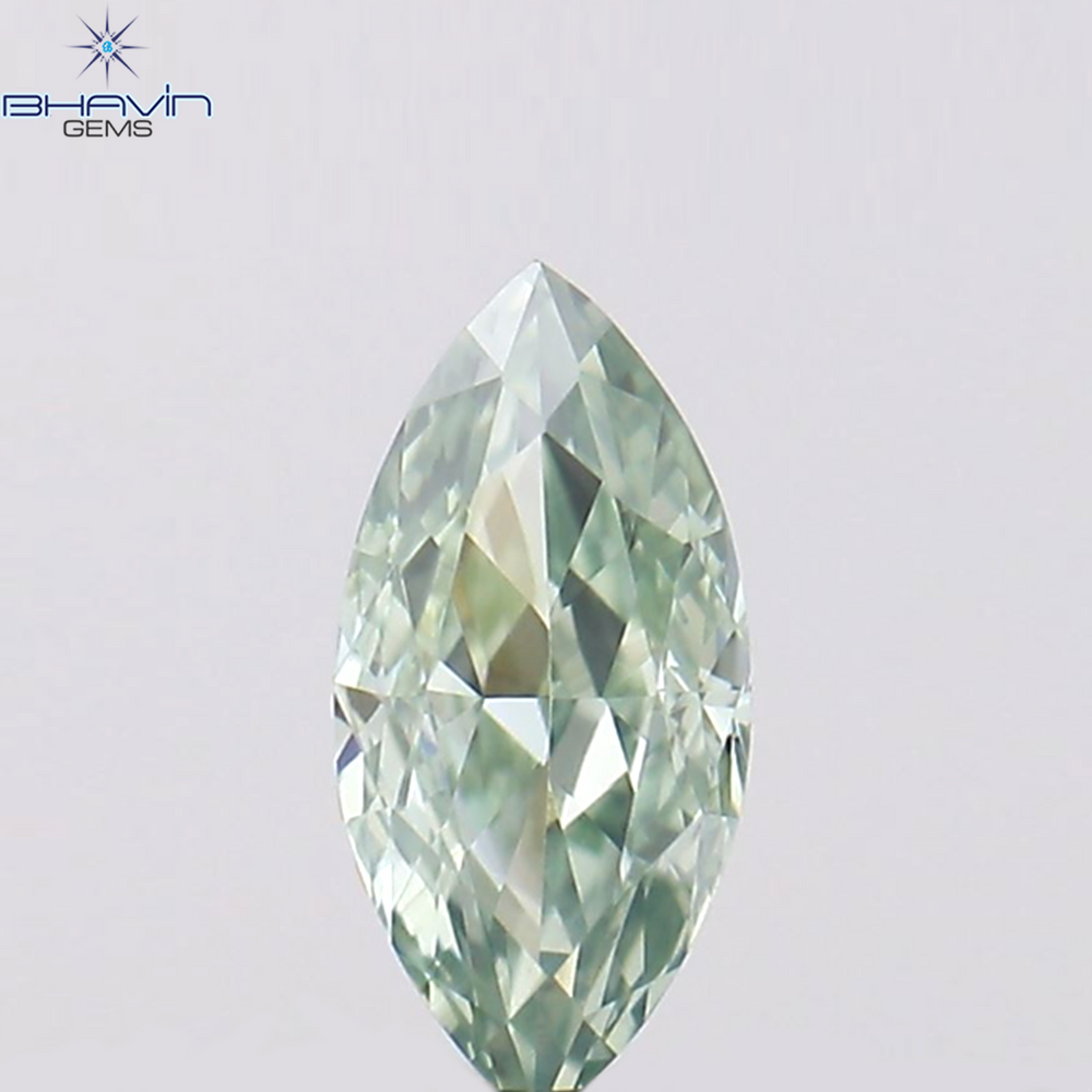 0.36 CT マーキス シェイプ ナチュラル ダイヤモンド グリーンがかったブルー カラー SI1 クラリティ (6.85 MM)