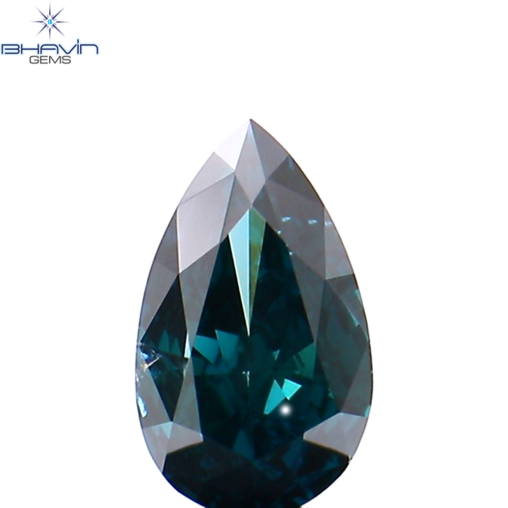 0.35 CT Pear Shape Natural Diamond Blue Color VS2 Clarity (5.95 MM)