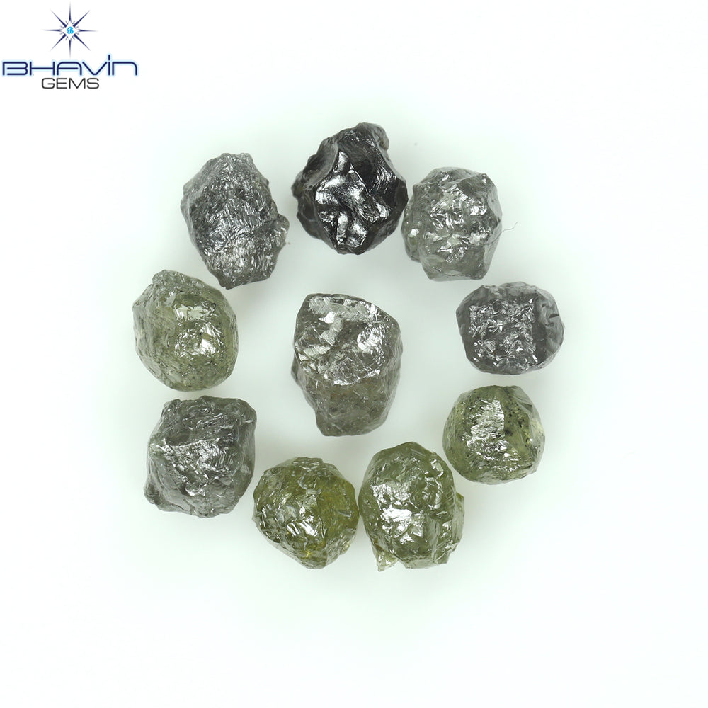 5.29 CT/10 PCS Rough Shape Grey Color Natural Diamond I3 Clarity (4.14 MM)