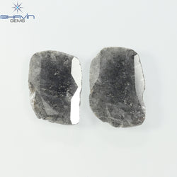 2.32 CT/2 PCS Slice Diamond Salt And Pepper Color Clarity I3 (12.50 MM)