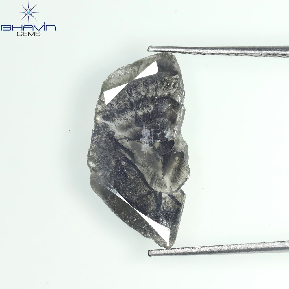 1.67 CT Slice Shape Natural Diamond Salt And Papper Color I3 Clarity (16.00 MM)