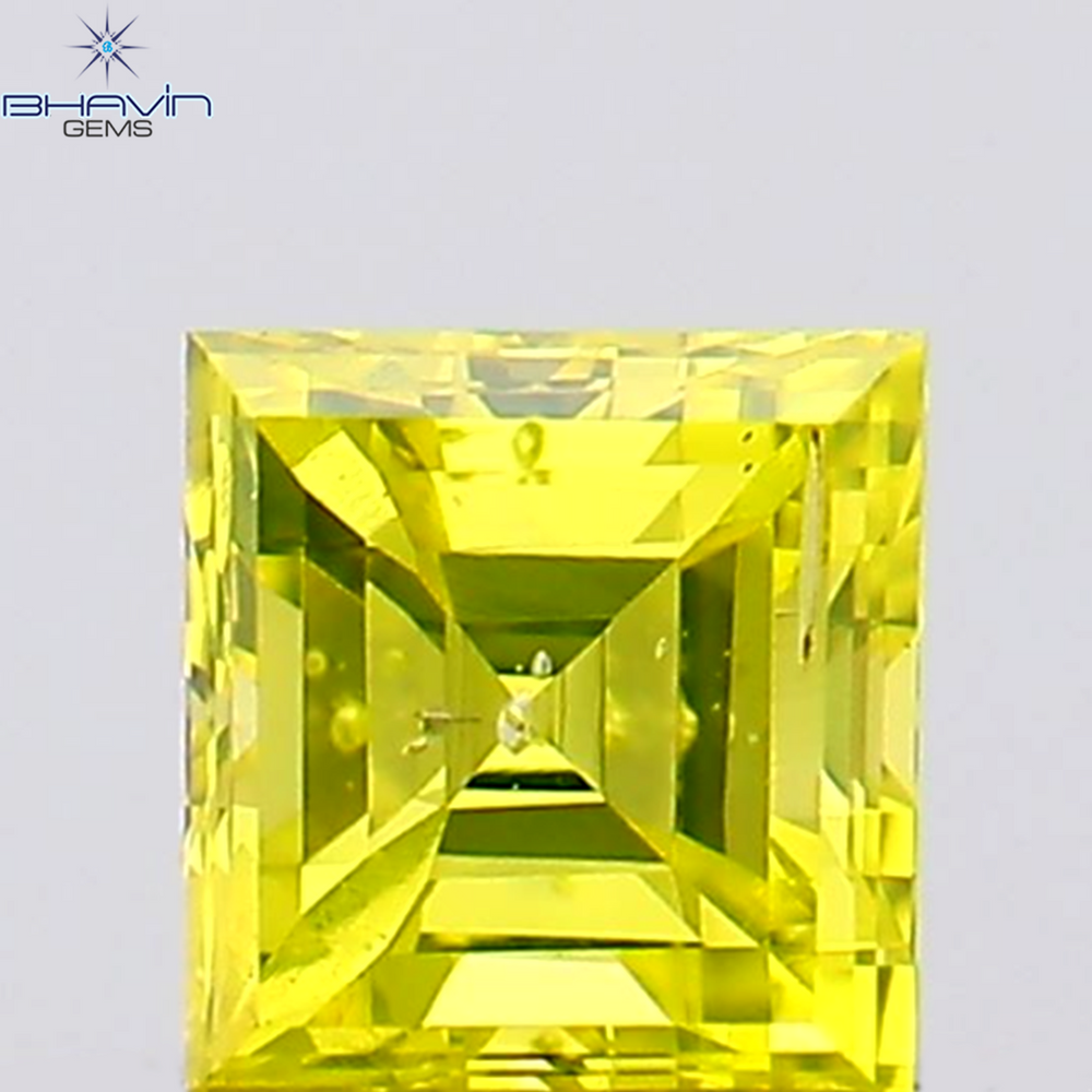 0.14 CT Square Cut Natural Diamond Enhanced Yellow Color SI1 Clarity (2.78 MM)