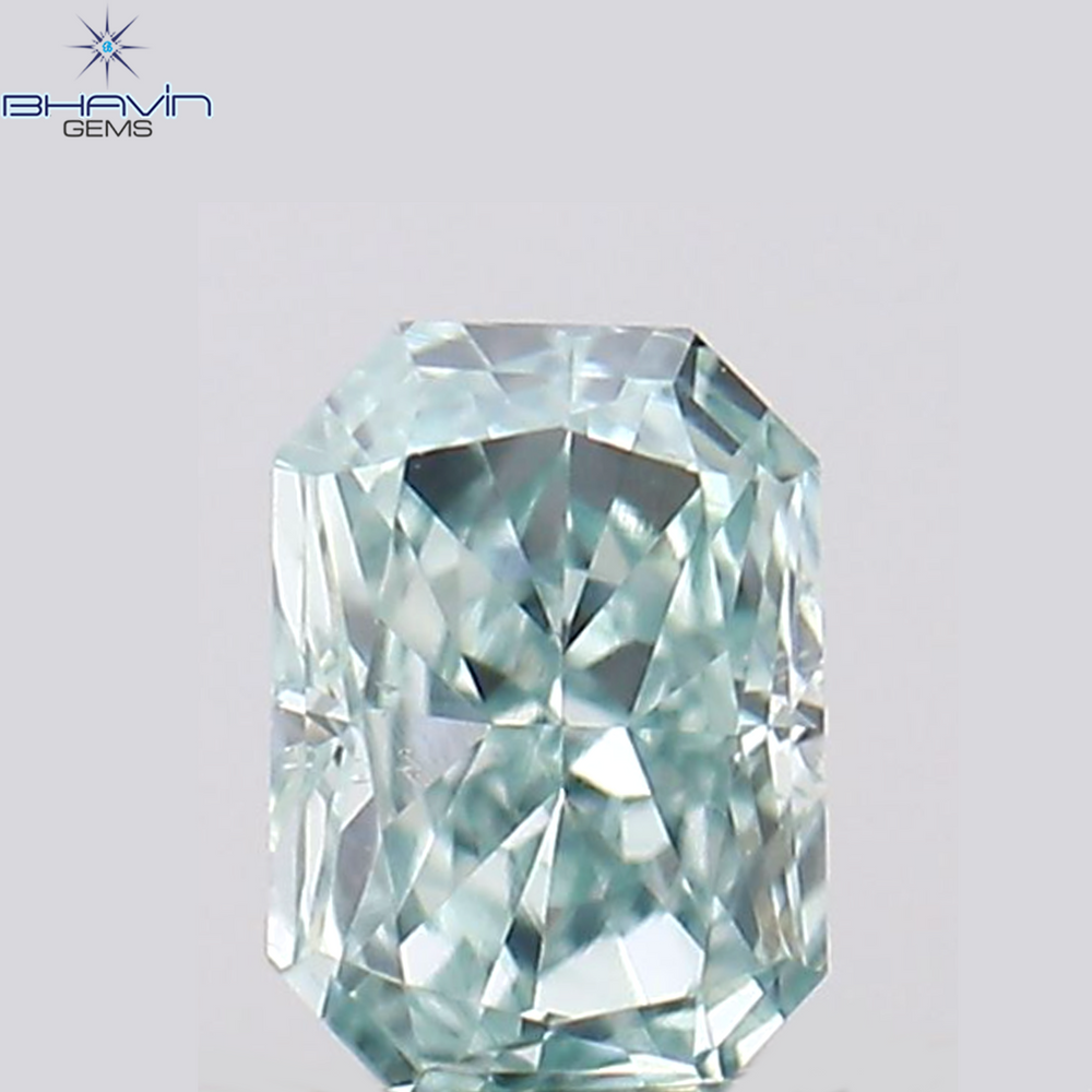 0.10 CT Radiant Shape Natural Diamond Greenish Blue Color VS1 Clarity (3.13 MM)