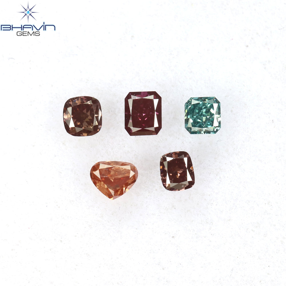 0.28 CT/5 Pcs Mix Shape Natural Diamond Pink Color SI2 Clarity (2.40 MM)