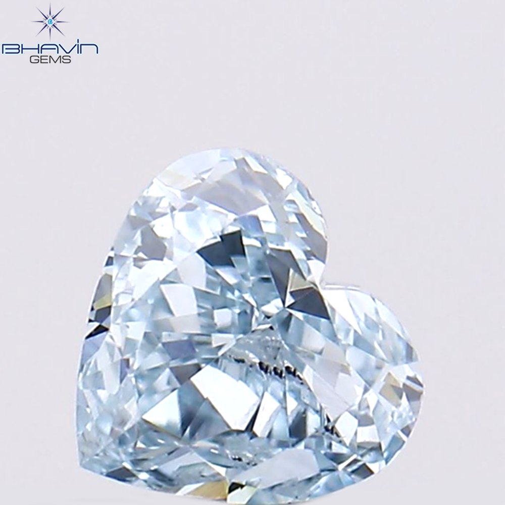 0.29 CT ハート シェイプ エンハンスト グリーニッシュ ブルー カラー ナチュラル ダイヤモンド VS2 クラリティ (4.25 MM)