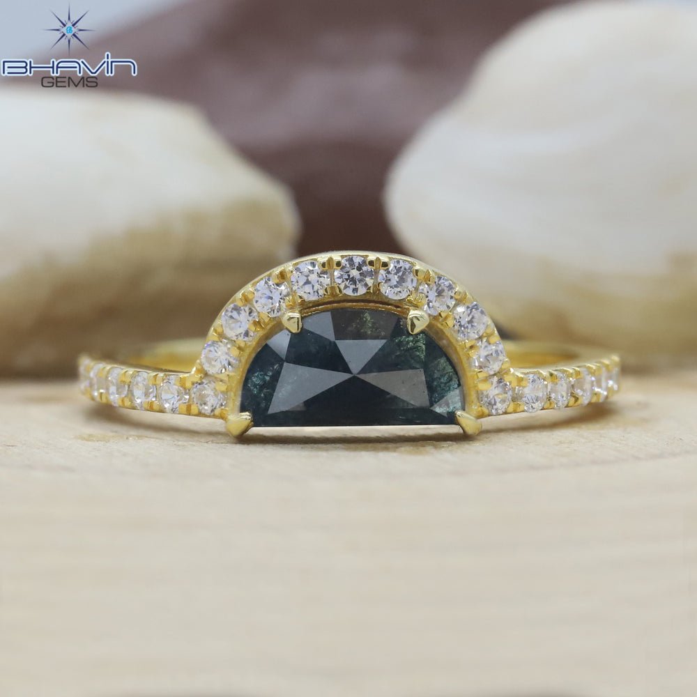 Half Moon Diamond Blue Diamond Natural Diamond Ring Engagement Ring