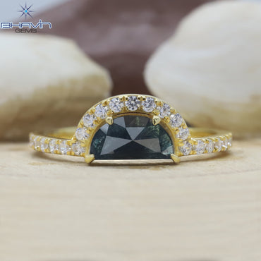 Half Moon Diamond Blue Diamond Natural Diamond Ring Engagement Ring