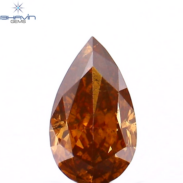 0.35 CT Pear Shape Natural Diamond Pink Orange Color SI1 Clarity (5.73 MM)