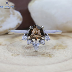 シールドダイヤ ダークブラウンダイヤ 天然ダイヤ 指輪 ゴールド 指輪 婚約指輪