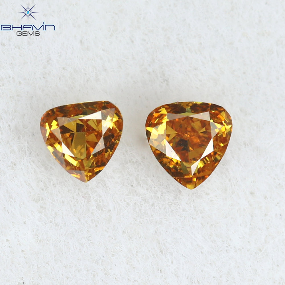 0.10 CT/2 Pcs Heart Shape Natural Diamond Orange Color VS2 Clarity (2.47 MM)