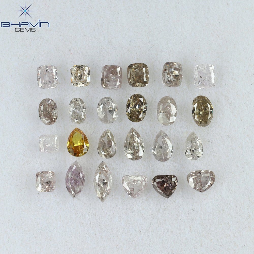 1.72 CT/24 Pcs Mix Shape Natural Diamond Pink Color I3 Clarity (4.35 MM)