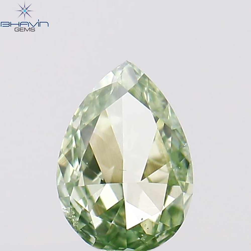 0.12 CT Pear Shape Natural Diamond Green Color VS2 Clarity (3.92 MM)