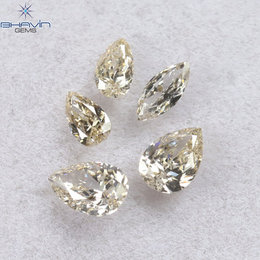 0.57 CT/5 Pcs Pear Shape Natural Diamond White(K) Color VS2 Clarity (4.40 MM)