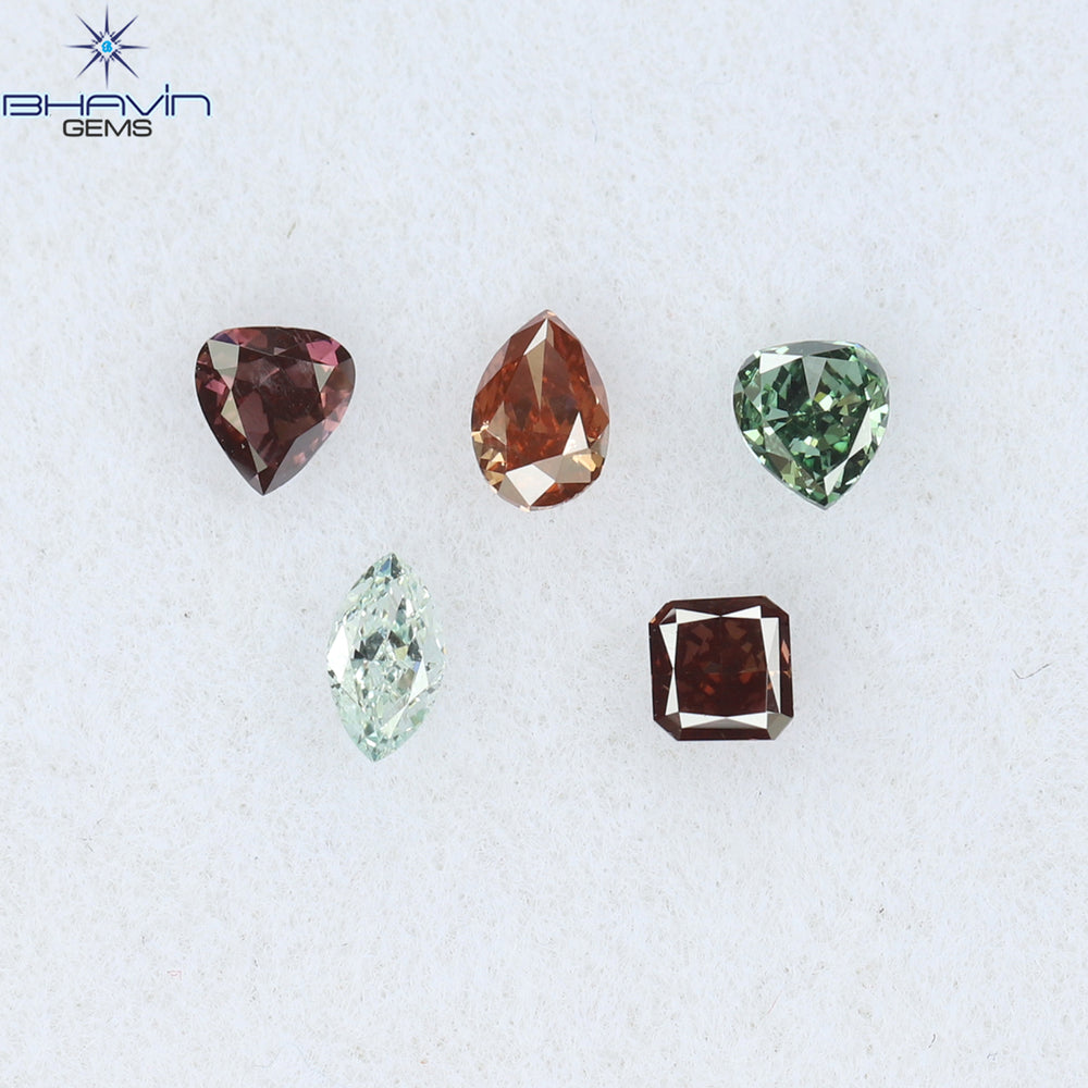 0.29 CT/5 Pcs Mix Shape Natural Diamond Mix Color SI2 Clarity (3.26 MM)
