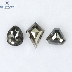 1.11 CT/3 Pcs Mix Shape Natural Diamond Salt And Pepper Color I3 Clarity (6.68 MM)