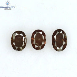 0.93 CT/3 Pcs Oval Shape Natural Diamond Pink Color I1 Clarity (5.05 MM)