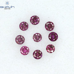 0.24 CT/9 PCS Round Diamond Pink Color Natural Diamond I1 Clarity (1.90 MM)