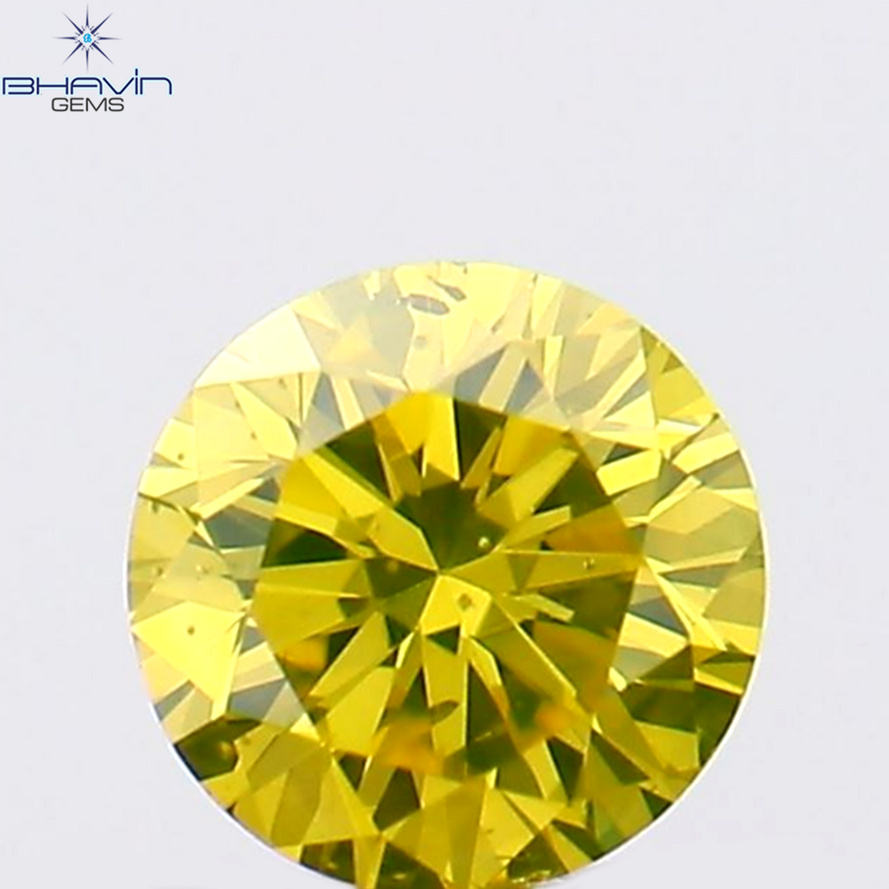 0.12 CT ラウンド シェイプ ナチュラル ダイヤモンド グリーン イエロー カラー VS2 クラリティ (3.19 MM)