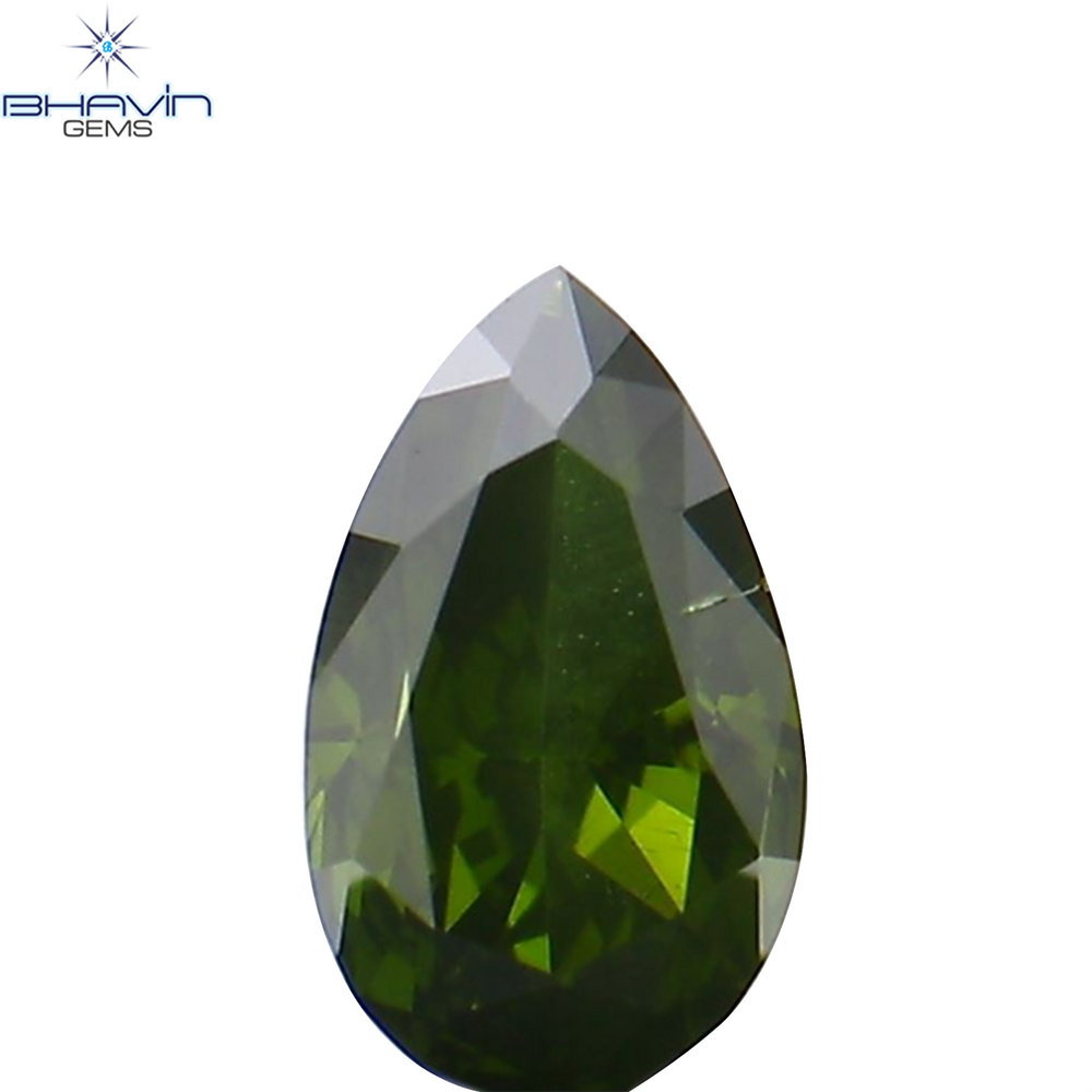 0.14 CT Pear Shape Natural Diamond Enhanced Green Color VS1 Clarity (4.22 MM)