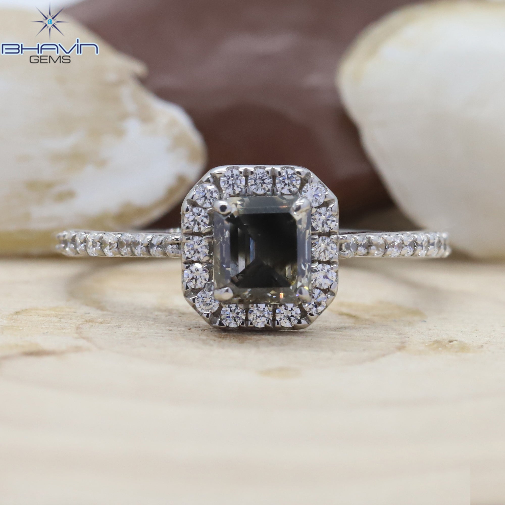 Emerald Diamond, Grey Diamond, Natural Diamond Ring, Engagement Ring