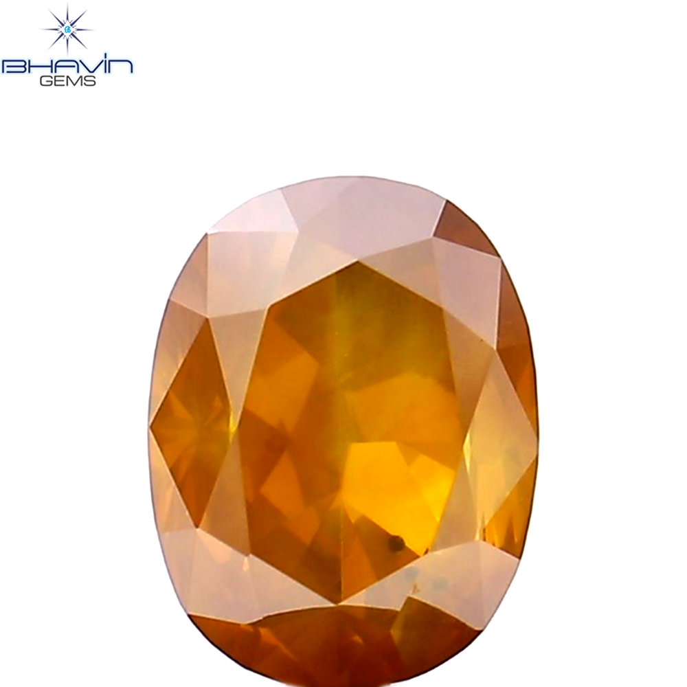 1.03 CT Oval Shape Natural Diamond Orange Yellow Color SI2 Clarity (6.80 MM)