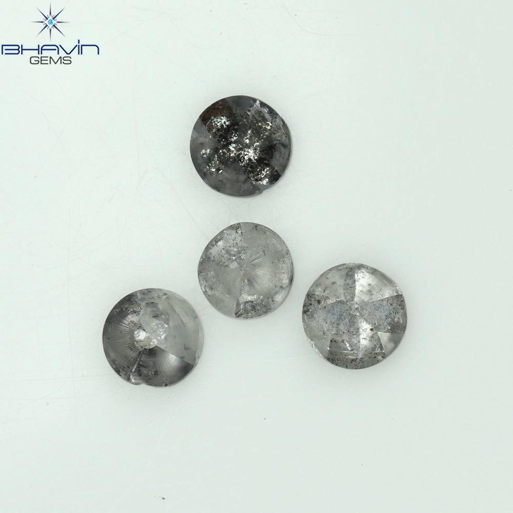 0.56 CT /4 Pcs Uncut Shape Salt And Pepper Natural Loose Diamond I3 Clarity (3.10 MM)
