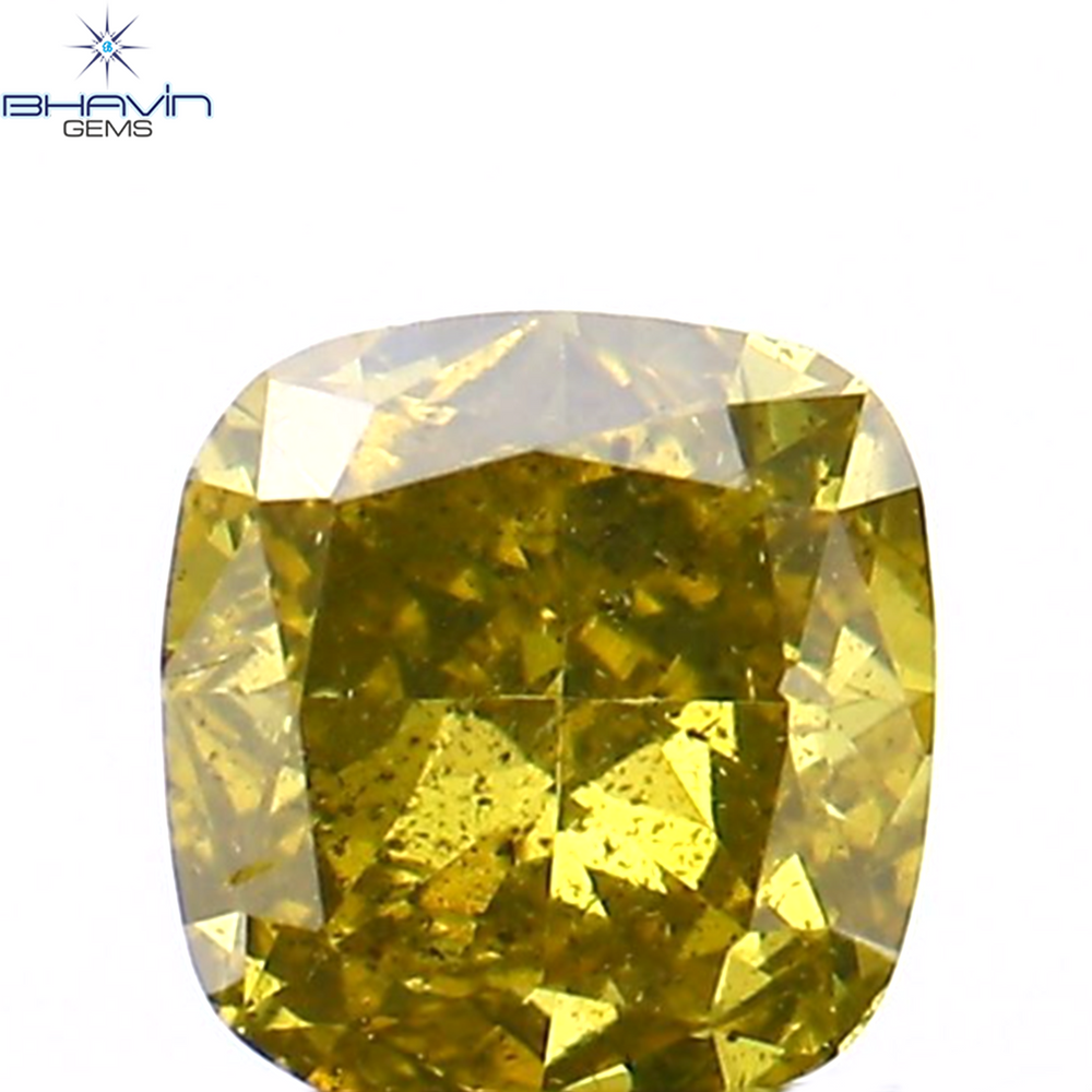 0.26 CT Cushion Shape Natural Loose Diamond Enhanced Yellow Color SI2 Clarity (3.79 MM)