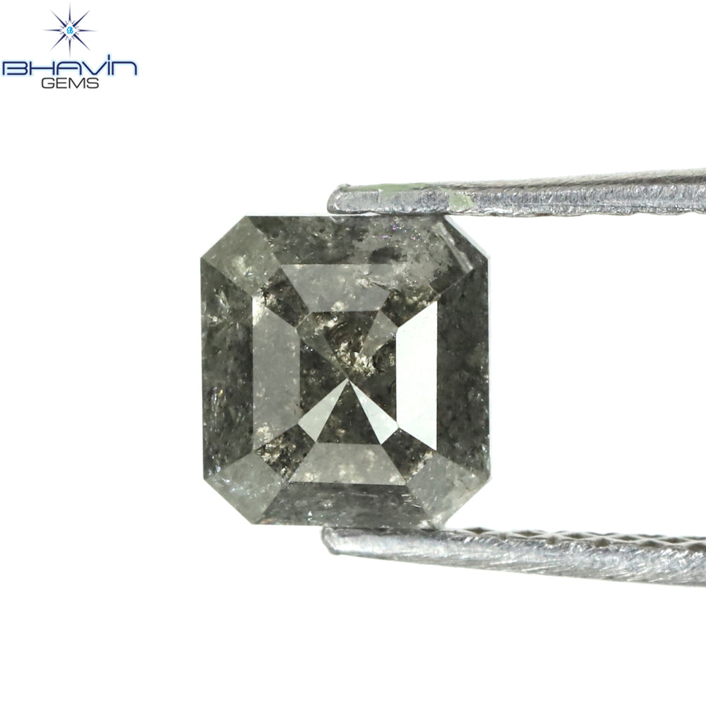 1.00 CT アッシャー シェイプ ナチュラル ダイヤモンド ソルト アンド ペッパー カラー I3 クラリティ (5.72 MM)