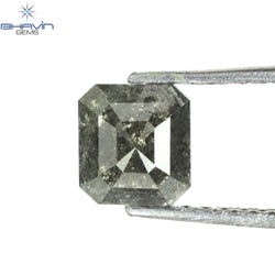 1.00 CT アッシャー シェイプ ナチュラル ダイヤモンド ソルト アンド ペッパー カラー I3 クラリティ (5.72 MM)