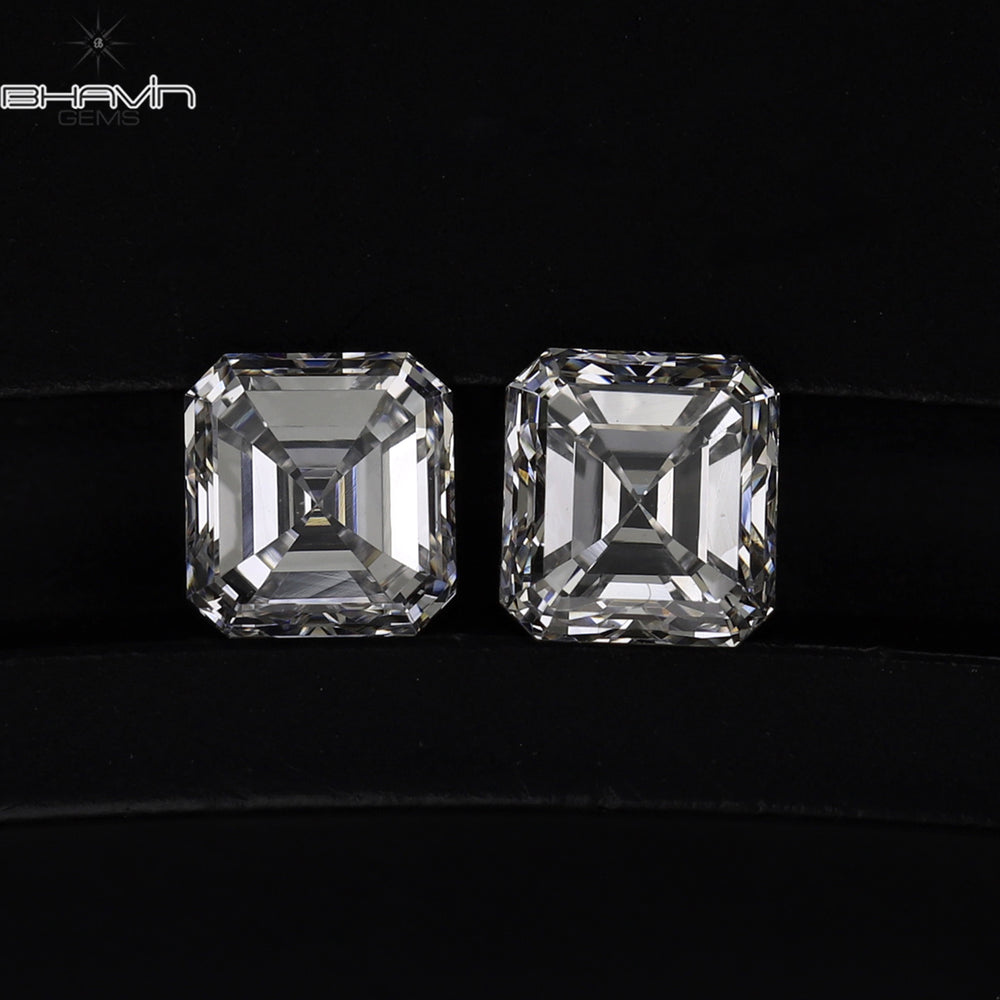 0.40 CT/2 Pcs Asscher Shape White (G+) Color Natural Loose Diamond VVS-VS Clarity (3.40 MM)