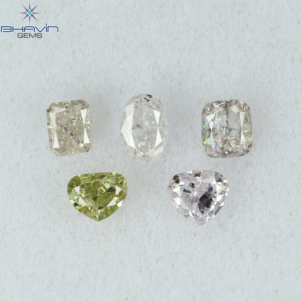 0.43 CT/5 Pcs Mix Shape Natural Diamond Pink Color SI Clarity (3.10 MM)