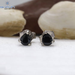 Pear Diamond White Gold Stud Earring Black Diamond Natural Loose Diamond Earring