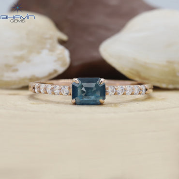 Emerald Diamond, Blue Diamond, Natural Diamond Ring, Engagement Ring, Wedding Ring, Diamond Ring