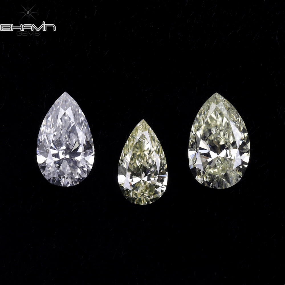 0.30 CT/3 PCS Pear Shape Natural Diamond White Color VS-SI Clarity (4.15 MM)