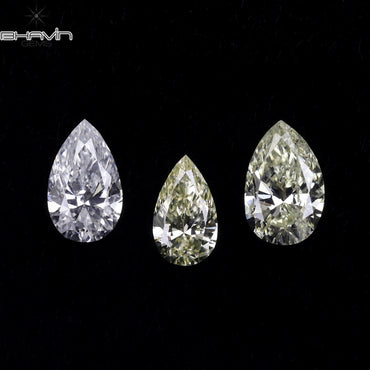 0.30 CT/3 PCS Pear Shape Natural Diamond White Color VS-SI Clarity (4.15 MM)