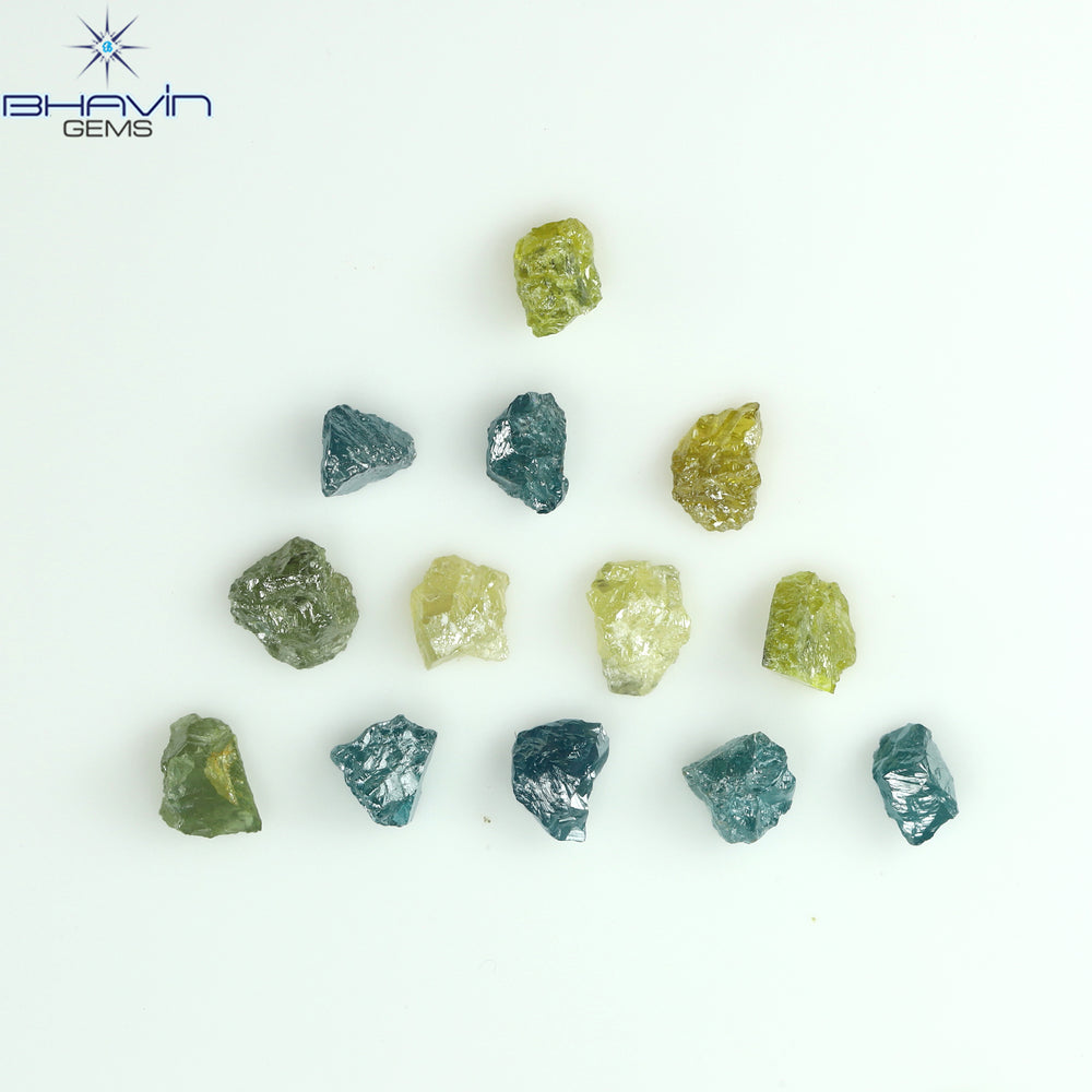 2.07 CT/13 PCS Rough Shape Enhanced Mix Color Natural Diamond I3 Clarity (3.28 MM)