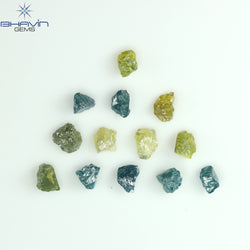 2.07 CT/13 PCS Rough Shape Enhanced Mix Color Natural Diamond I3 Clarity (3.28 MM)