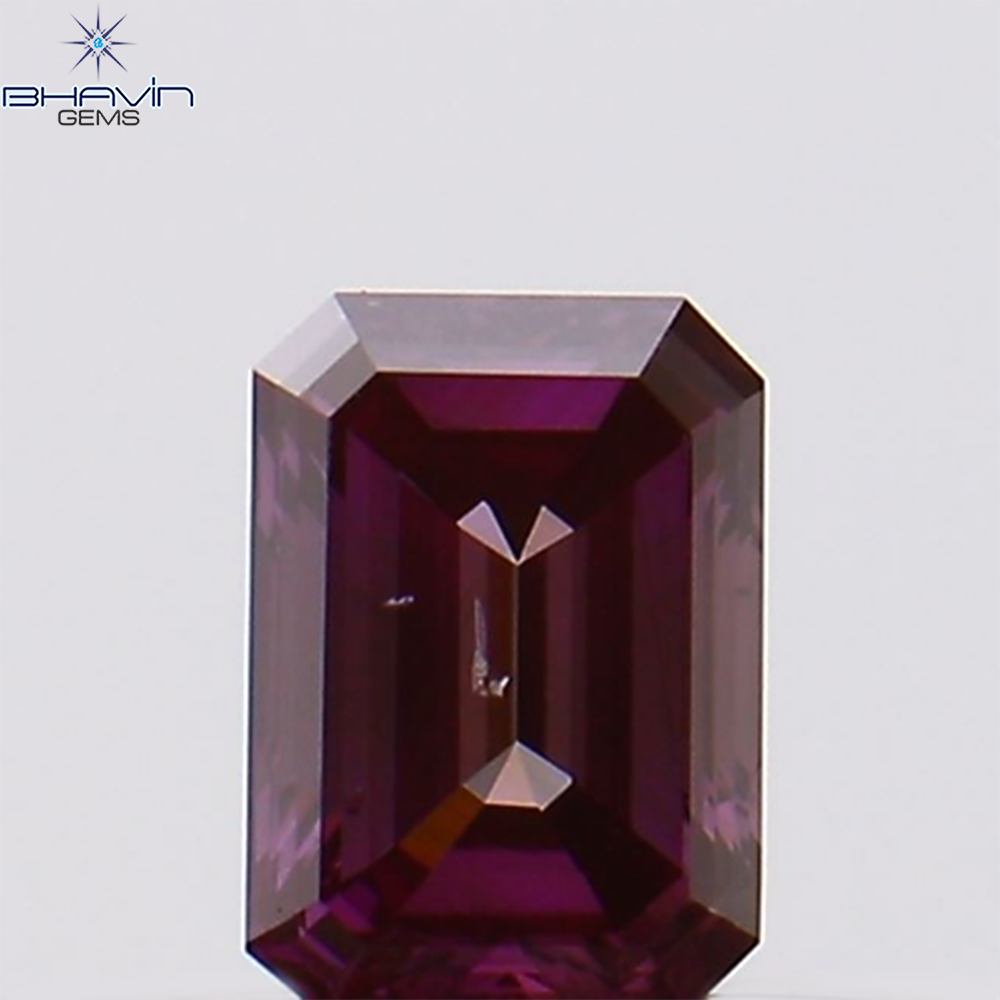 0.15 CT Emerald Shape Natural Diamond Pink Color SI1 Clarity (3.67 MM)