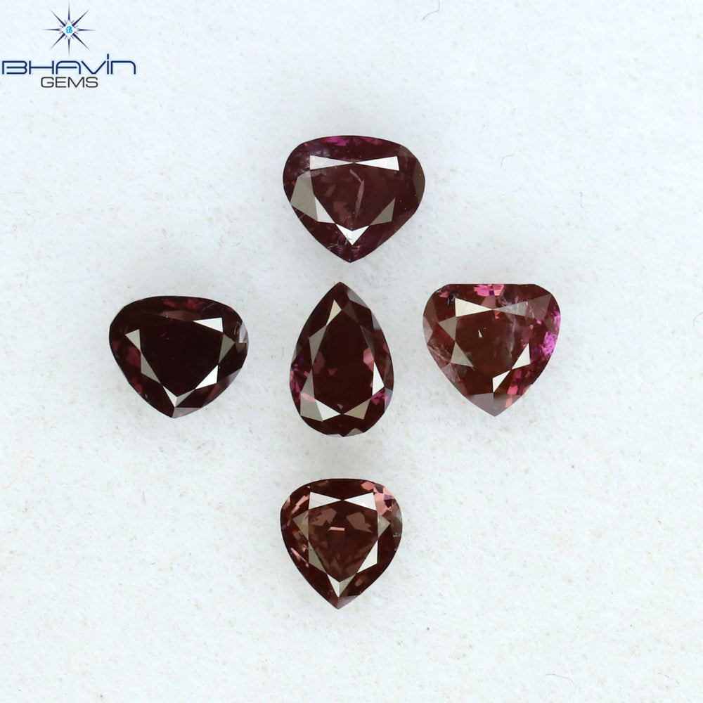 0.42 CT/4 ピース ミックス シェイプ ナチュラル ダイヤモンド ピンク カラー SI クラリティ (3.83 MM)