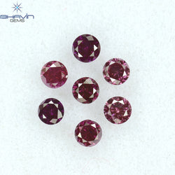 0.39 CT/7 PCS Round Diamond Pink Color Natural Diamond I1 Clarity (2.40 MM)