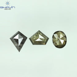 1.03 CT/3 PCS Mix Shape Natural Diamond Salt And Pepper Color I3 Clarity (6.10 MM)