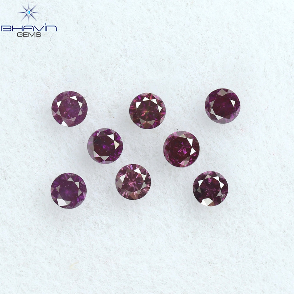 0.28 CT/8 PCS Round Diamond Pink Color Natural Diamond I1 Clarity (2.00 MM)