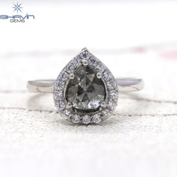Pear Diamond Natural Diamond Ring Salt And Pepper Color Gold Ring Engagement Ring