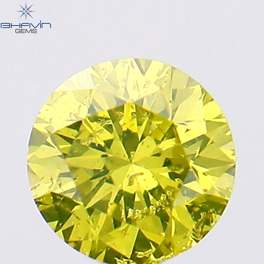 0.16 CT Round Shape Natural Diamond Green Yellow Color SI1 Clarity (3.50 MM)
