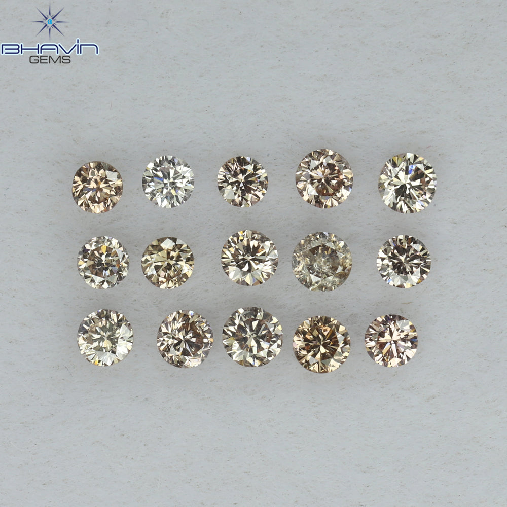 0.05 CT/5 ピース ラウンド シェイプ ナチュラル ルース ダイヤモンド ピンク カラー I1 クラリティ (0.05 MM)