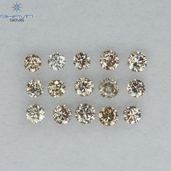 0.38 CT/15 Pcs Round Shape Natural Loose Diamond Brown Pink ((Argyle) Color VS2 Clarity (2.00 MM)