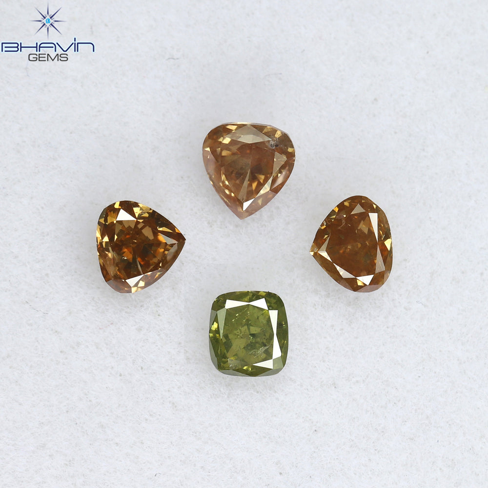 0.49 CT/4 Pcs Mix Shape Natural Diamond Pink Color SI2 Clarity (3.33 MM)